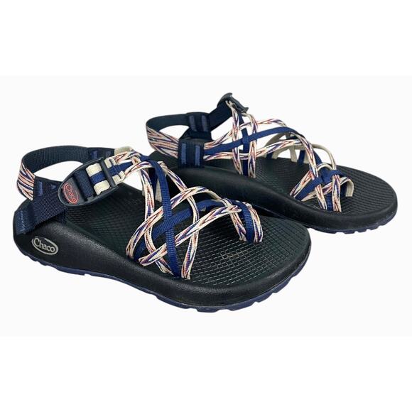 Chaco Shoes - Chaco ZX/3 Strappy Sandals Blue White Women’s 7 Outdoors Hiking Camping Sporty